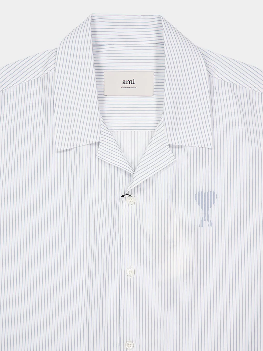 Blue Cotton Camp Collar Short Sleeve Shirt - Image 5