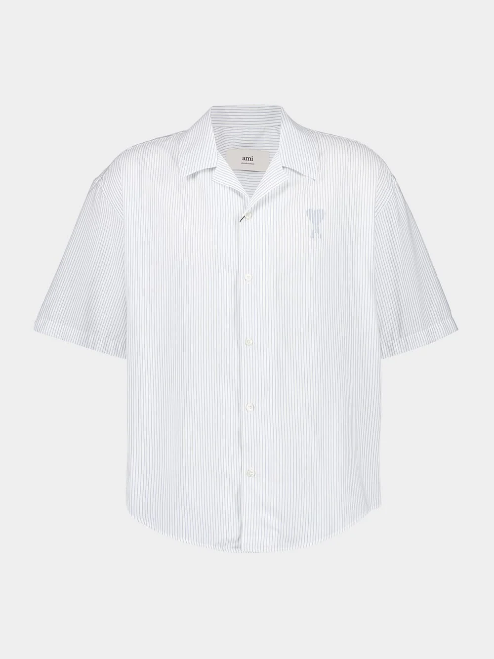 Blue Cotton Camp Collar Short Sleeve Shirt - Image 8