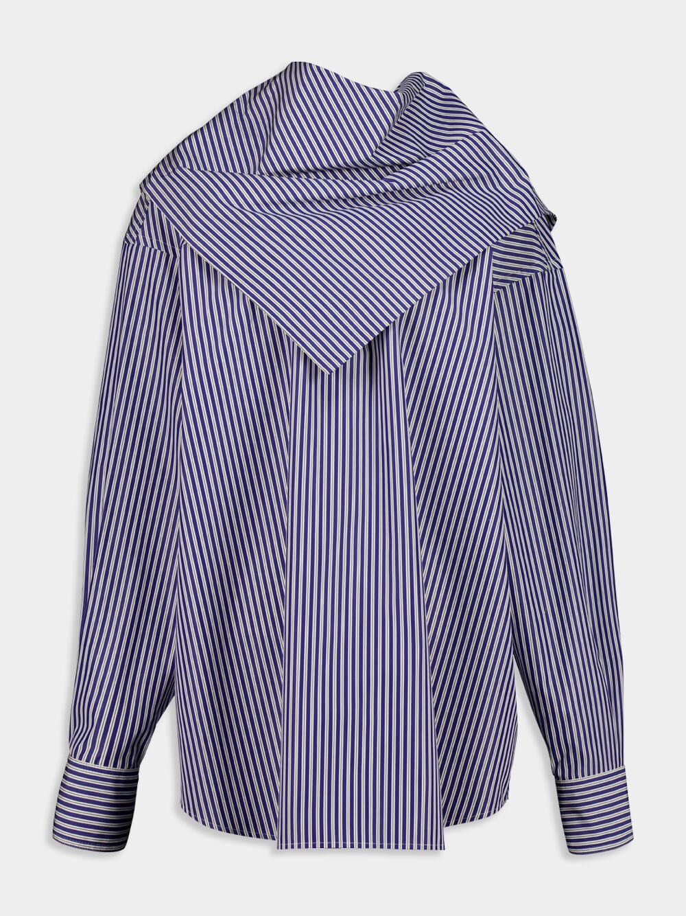 Blue Cotton Long Sleeves Striped Bandana Blouse