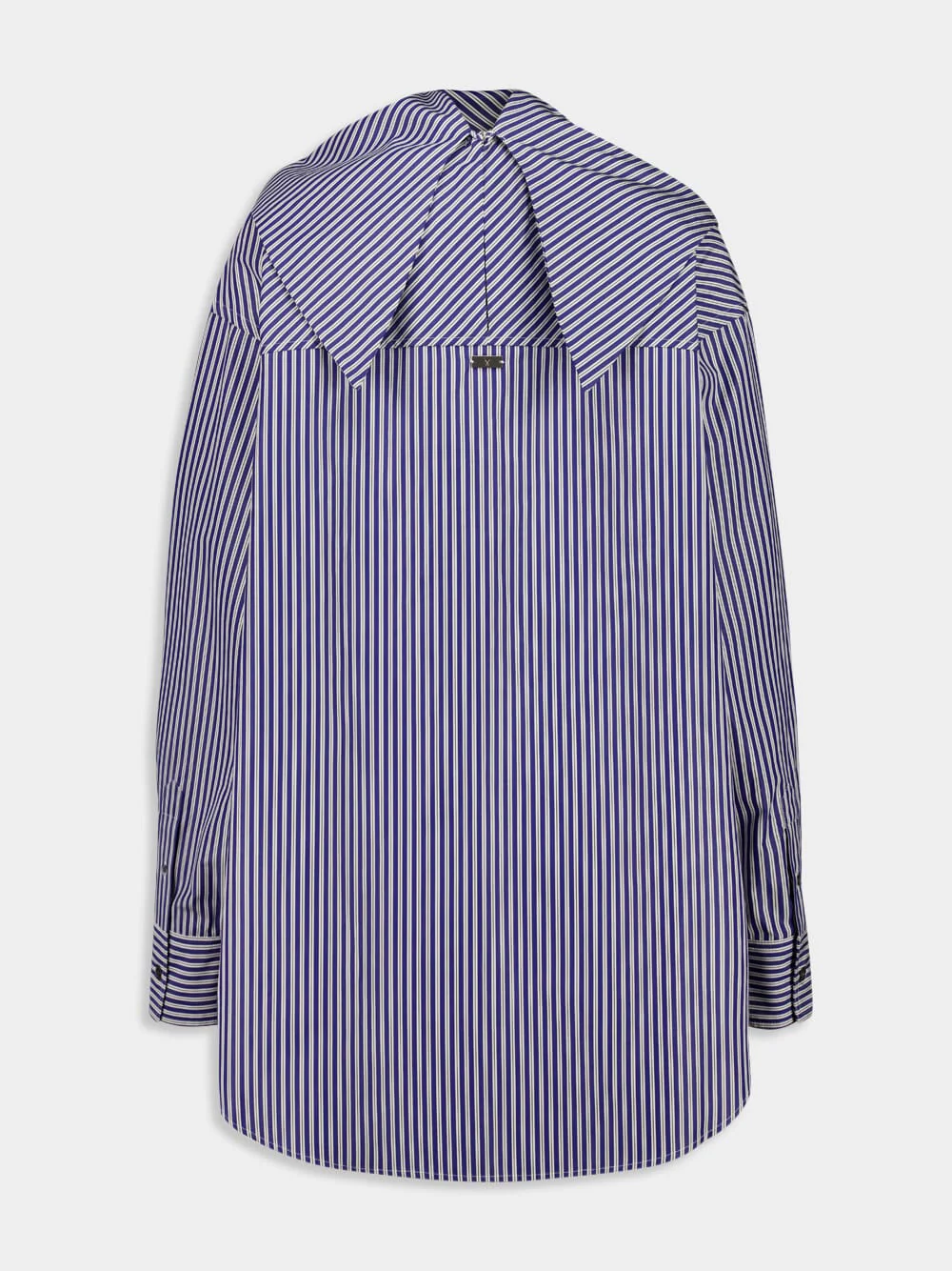 Blue Cotton Long Sleeves Striped Bandana Blouse - Image 2