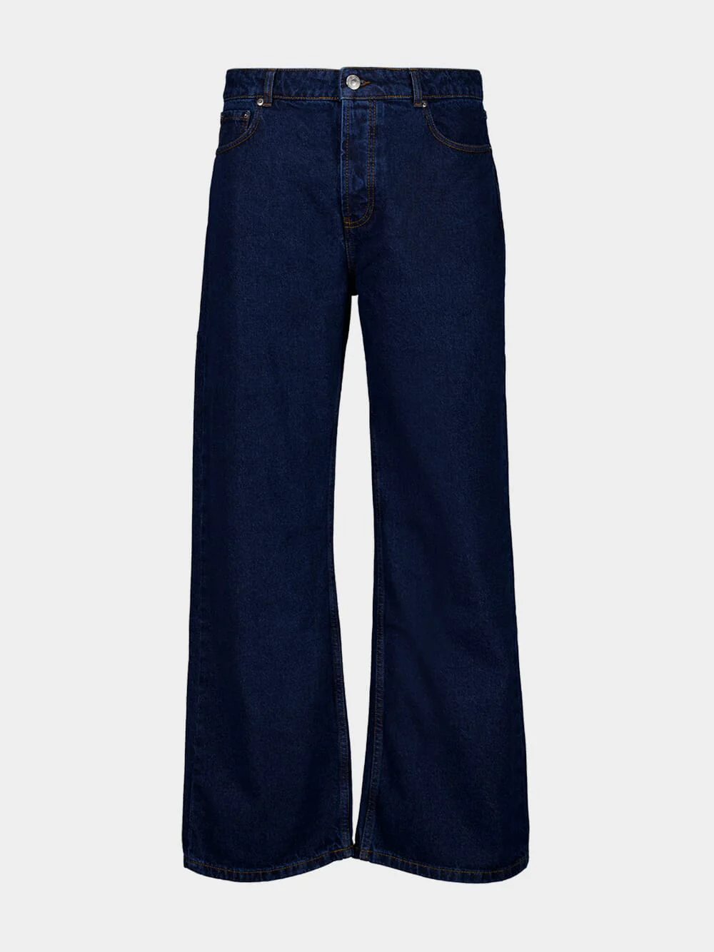 Blue Large Fit Raw Denim Jeans - Image 2