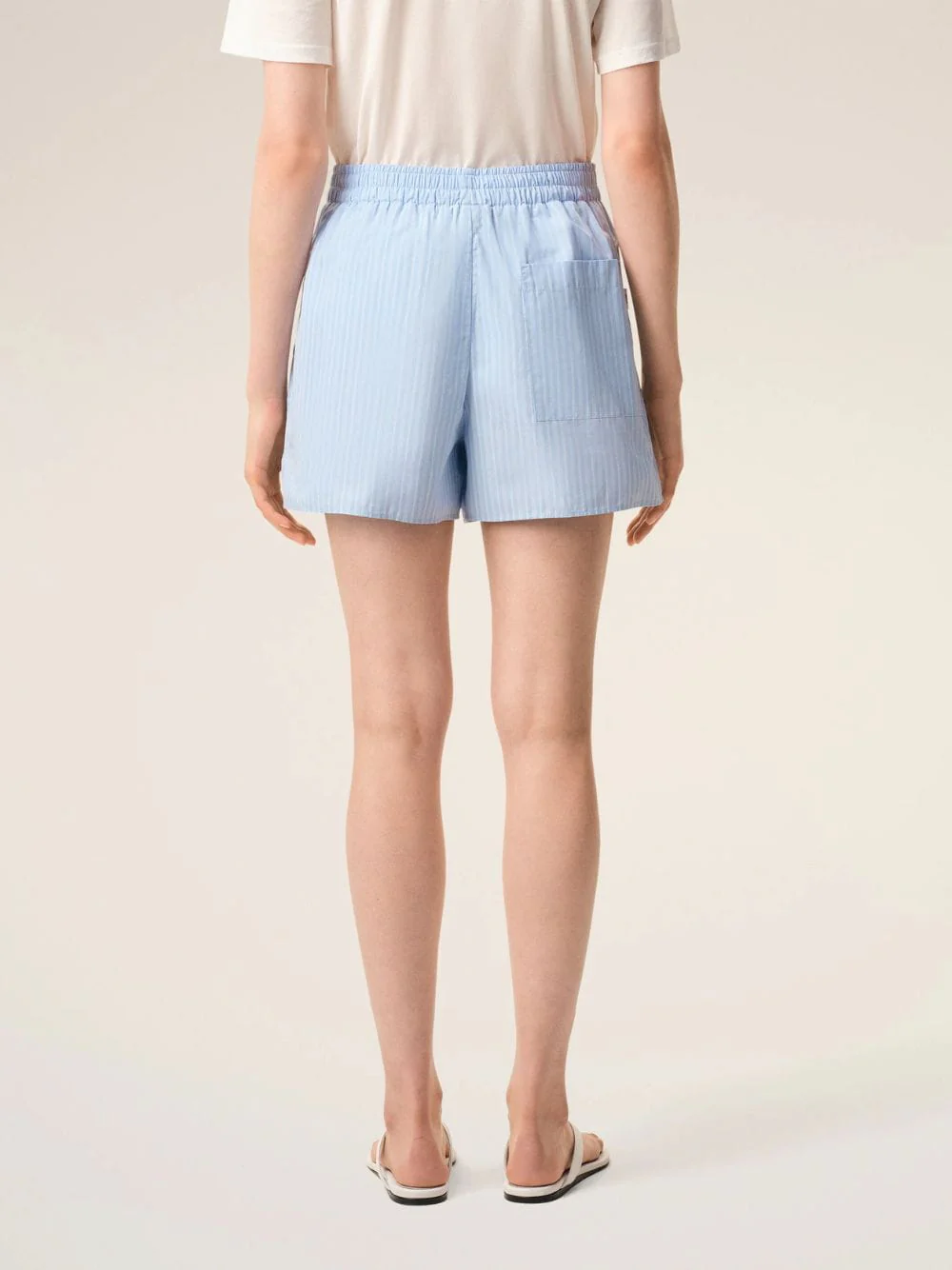 Blue Striped Cotton Elasticated Shorts - Image 4