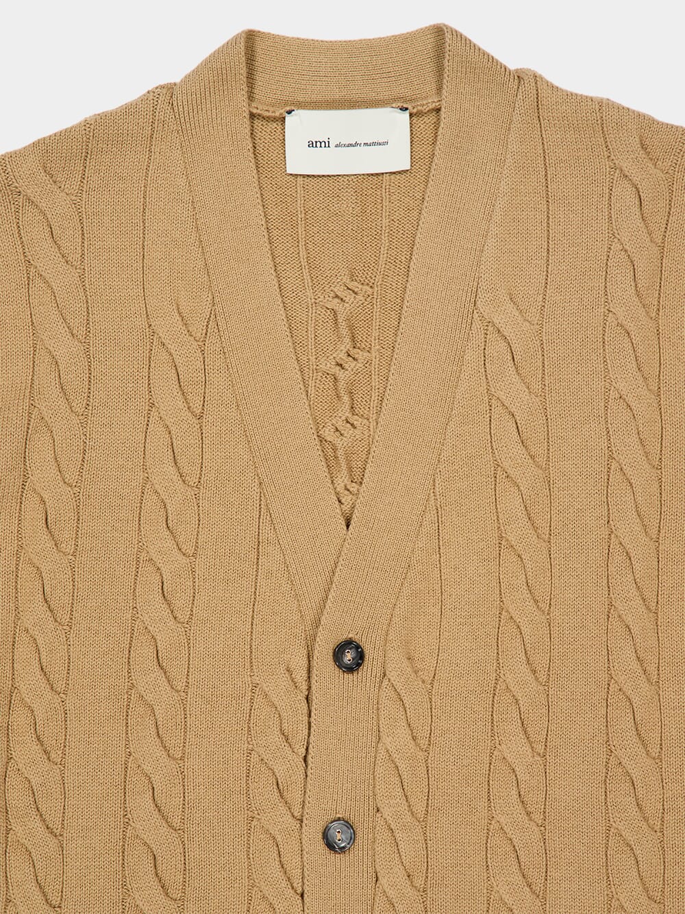 Camel Brown Cable Stitch Cardigan - Image 4