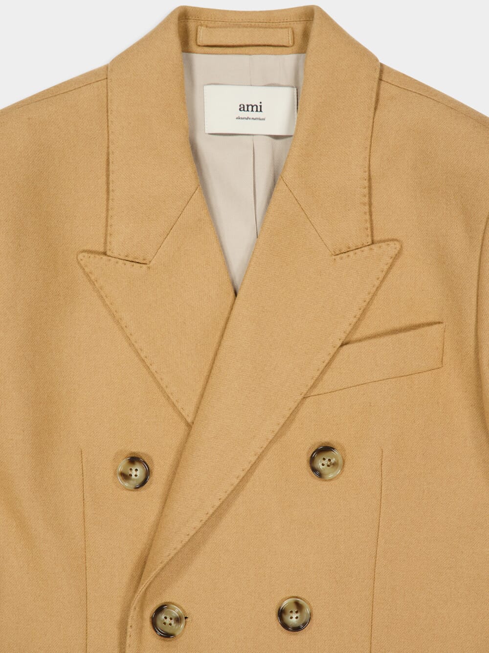 Camel Wool Double-Breasted Oversized Jacket - Image 3