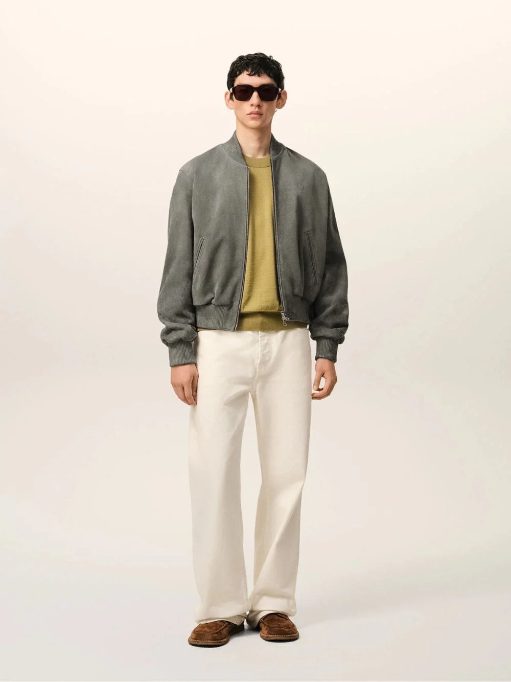 Carbon Goat Leather Ami de Coeur Zipped Jacket