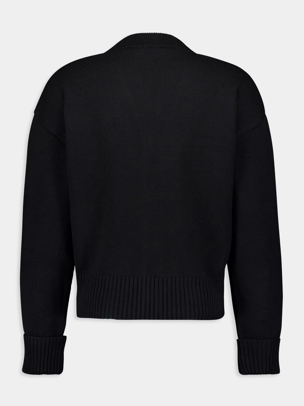 Black Logo-Intarsia Wool Cardigan - Image 2
