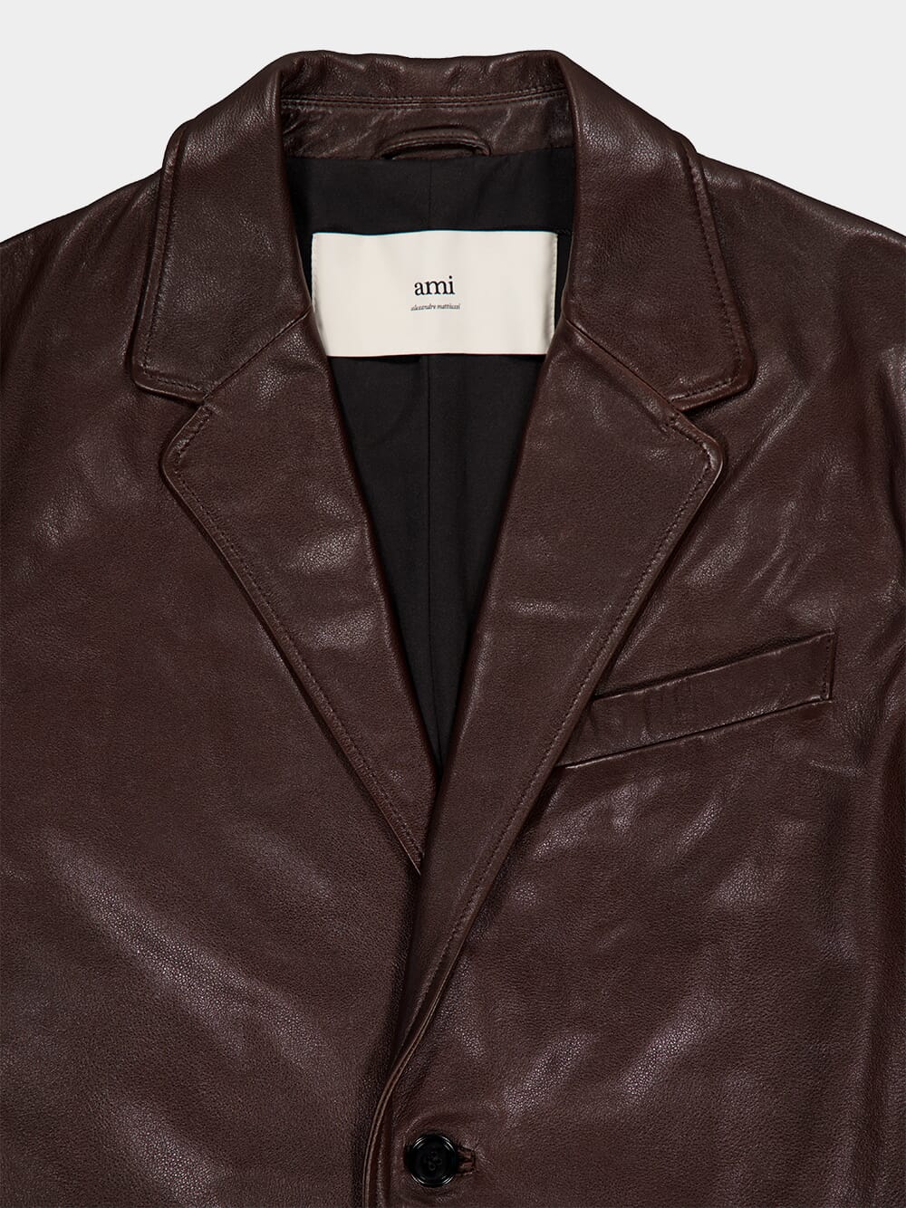 Dark Coffee Leather Blazer - Image 5