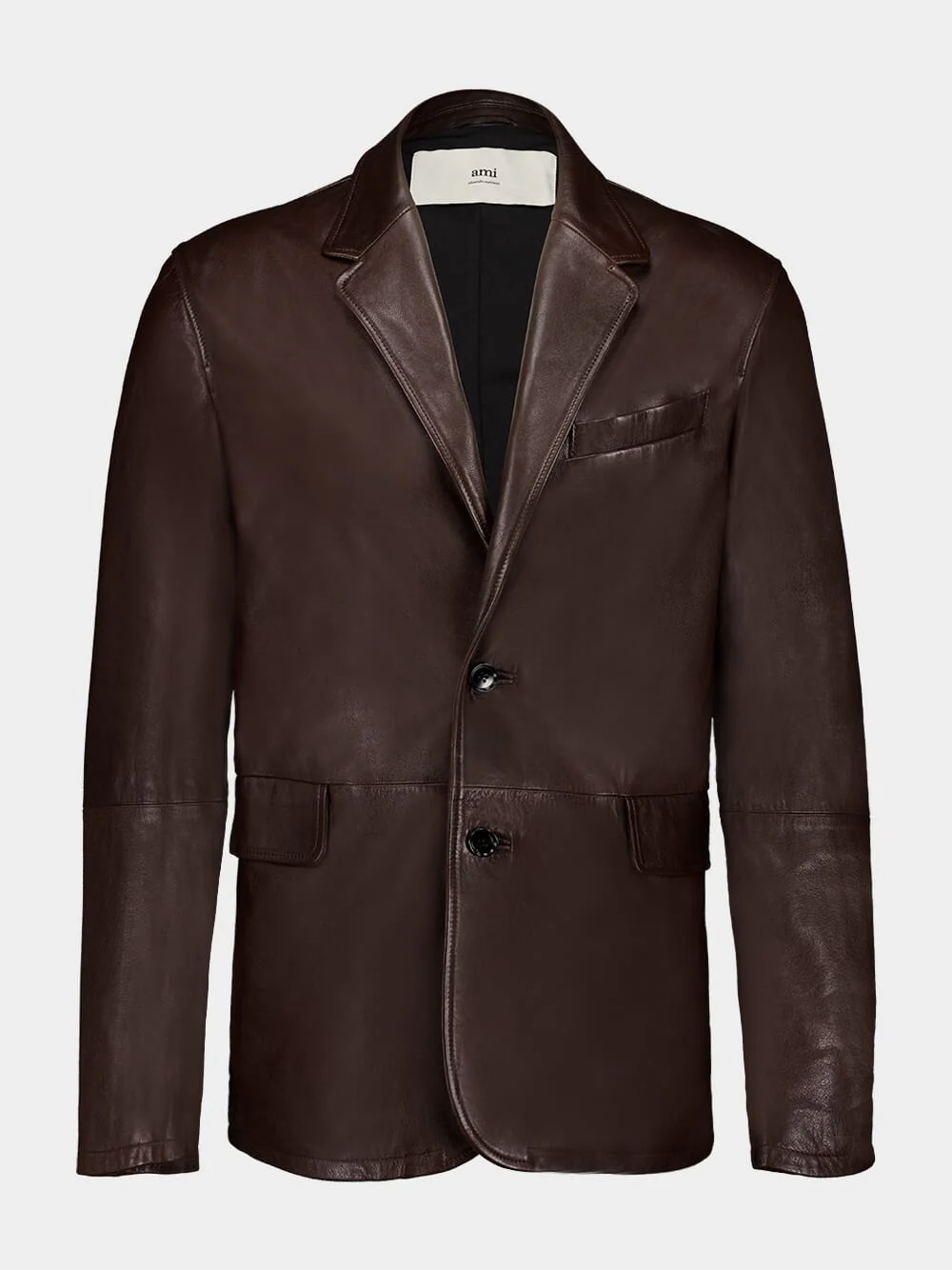 Dark Coffee Leather Blazer - Image 7