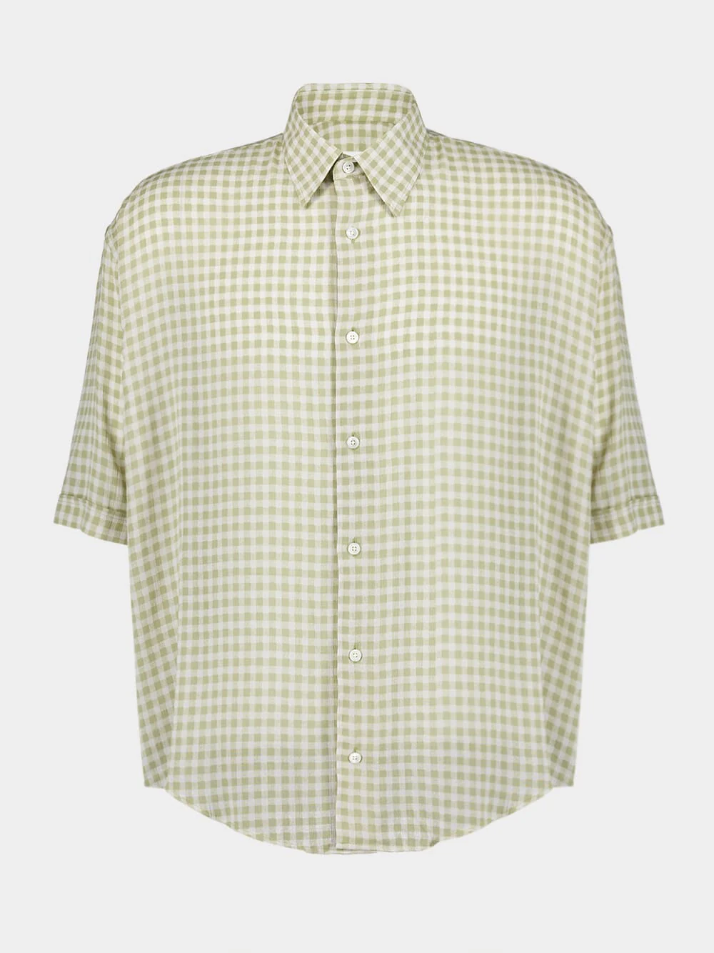 Green Boxy Fit Check Shirt