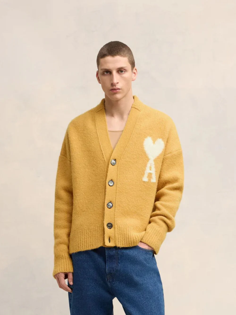 Mustard Alpaca Knit Cardigan