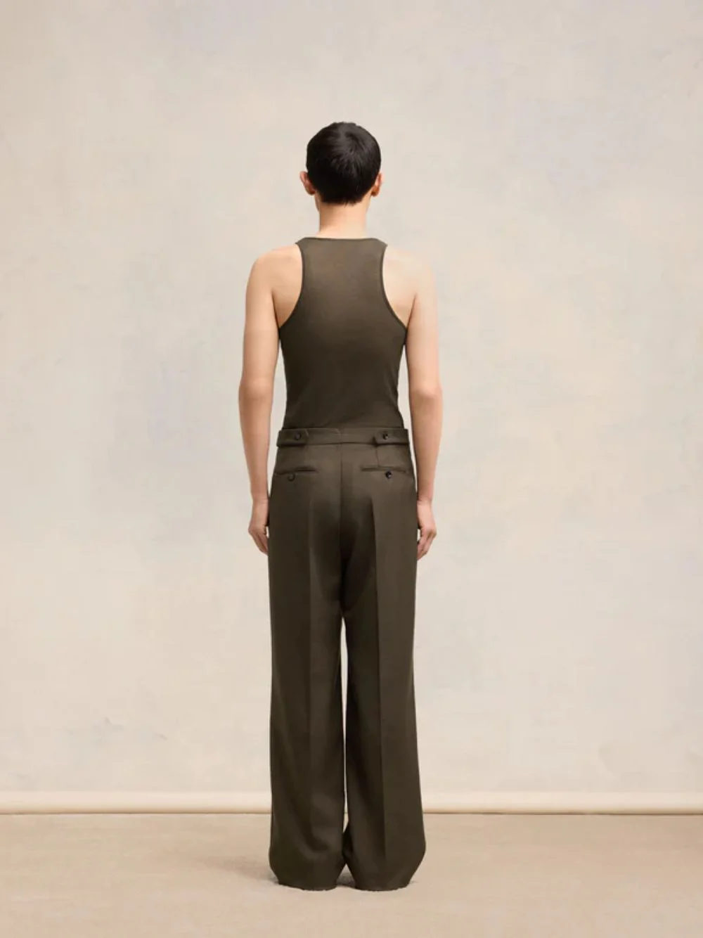 Wide Fit Dark Coffee Wool Trousers - Image 4