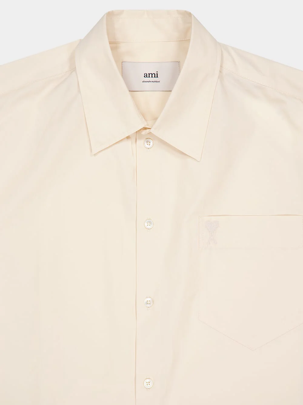 Cream Cotton Poplin Boxy Fit Short Sleeve Shirt - Image 3