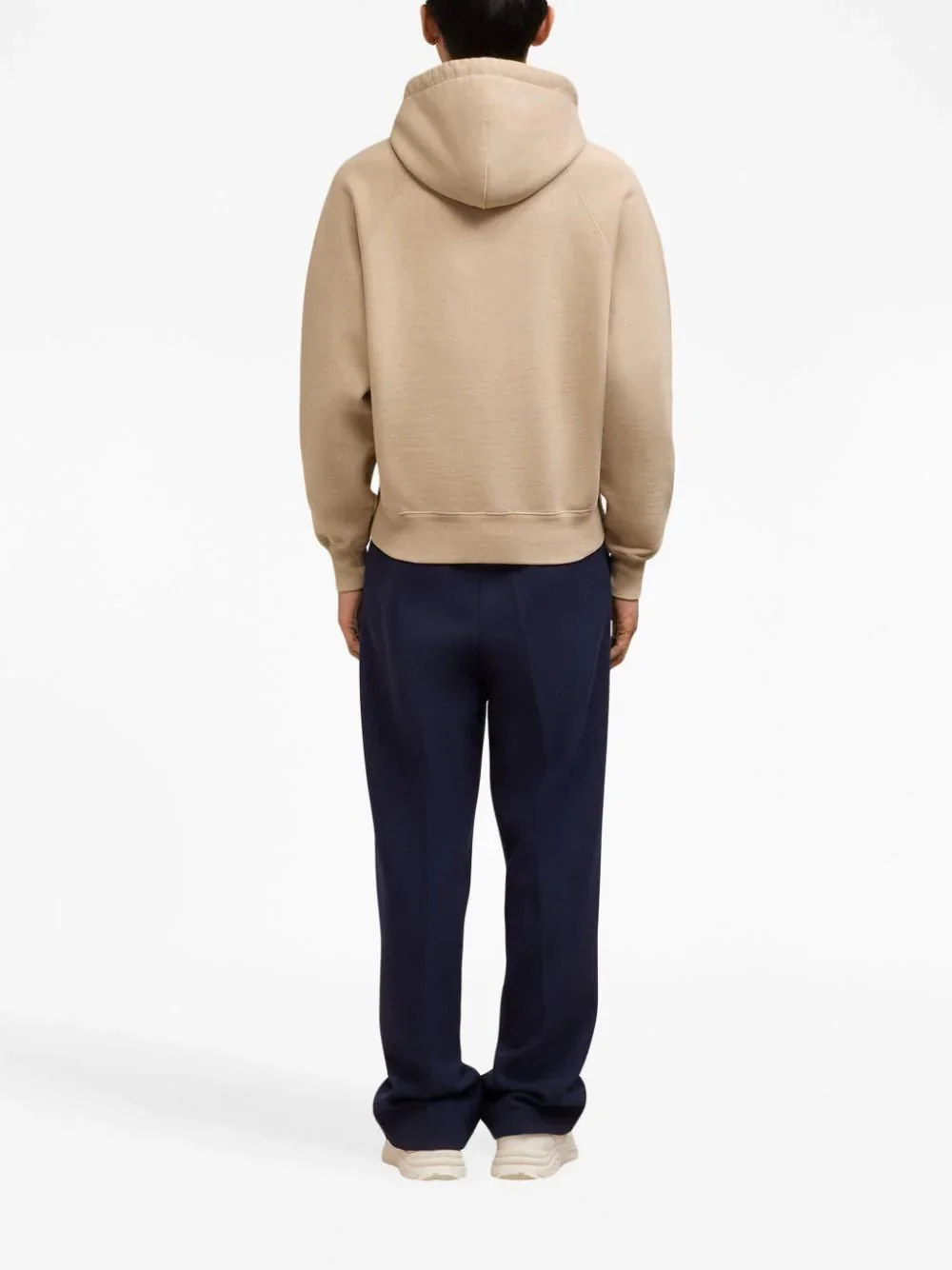 Embroidered Cotton Beige Hoodie - Image 4
