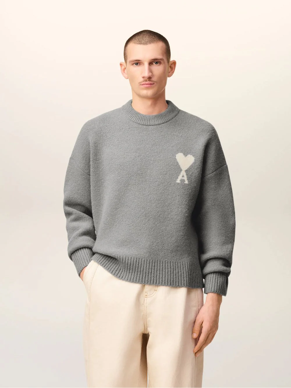 Grey Alpaca Ami de Coeur Crewneck Sweater