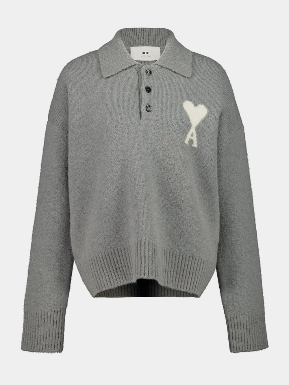 Grey Alpaca Ami De Coeur Polo Knit