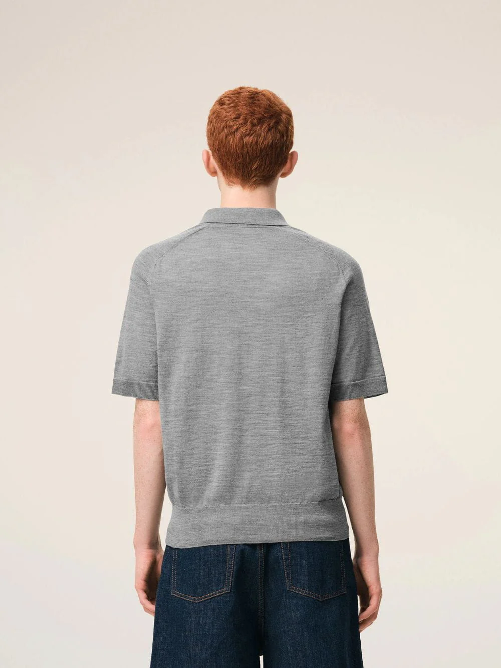 Grey Wool Short Sleeves Ami De Coeur Polo - Image 5