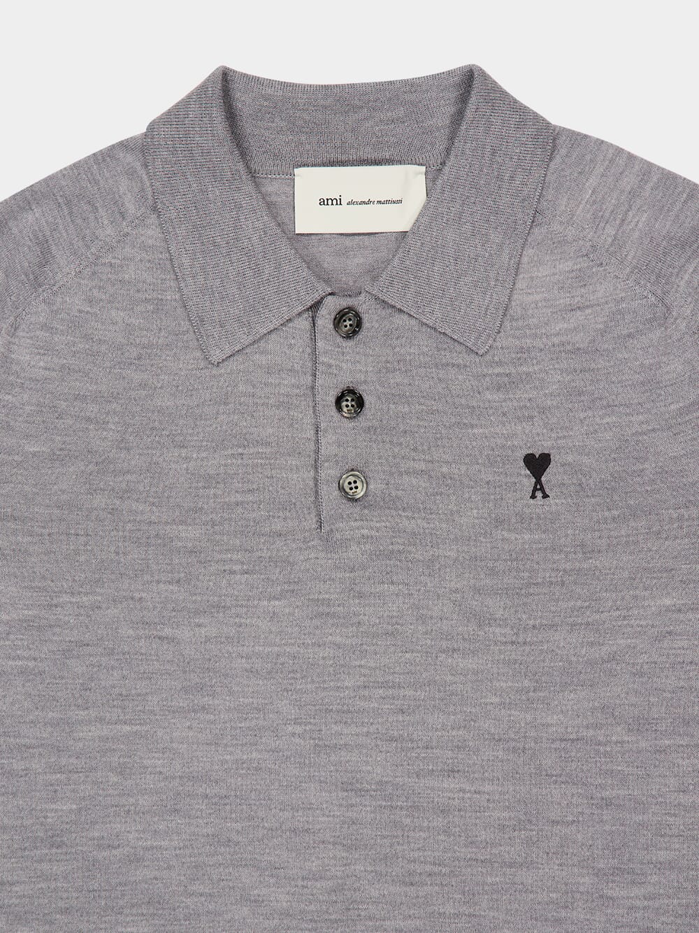 Grey Wool Short Sleeves Ami De Coeur Polo - Image 6