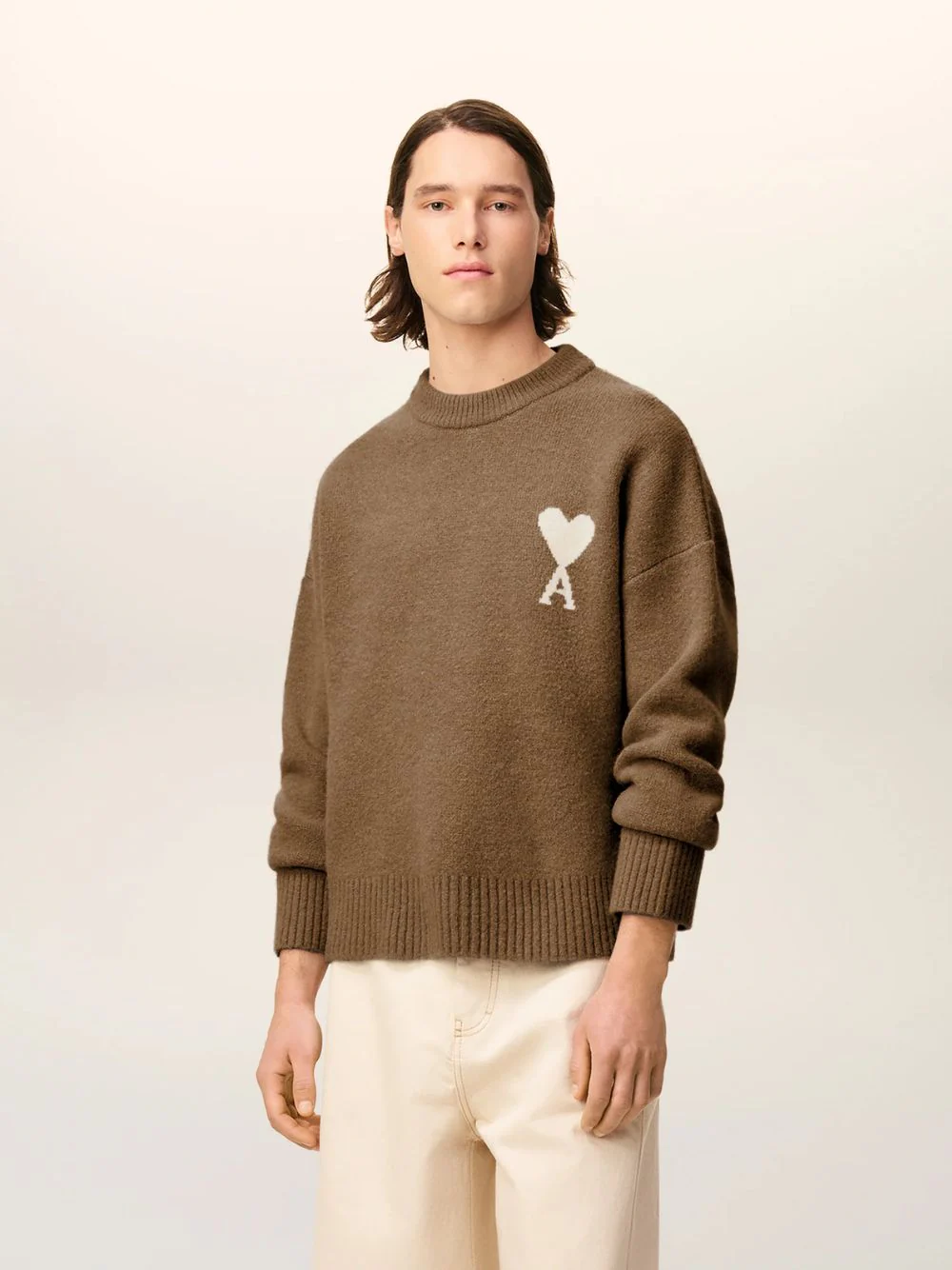 Hazelnut Brown Alpaca Ami De Coeur Crewneck Sweater - Image 2