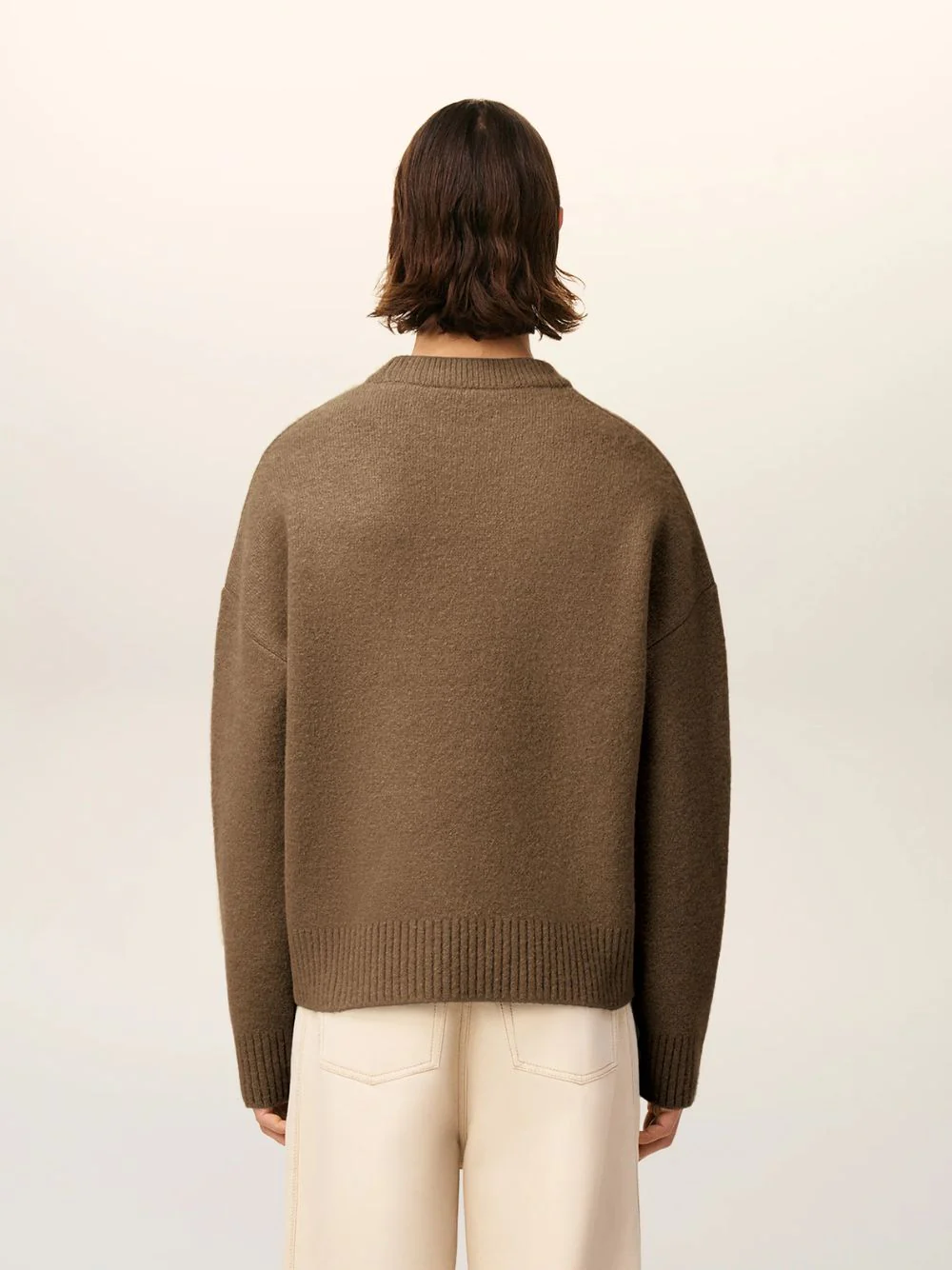 Hazelnut Brown Alpaca Ami De Coeur Crewneck Sweater - Image 4