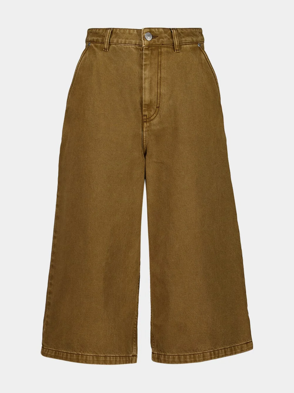 Hazelnut Cotton Wide Bermuda Shorts - Image 2