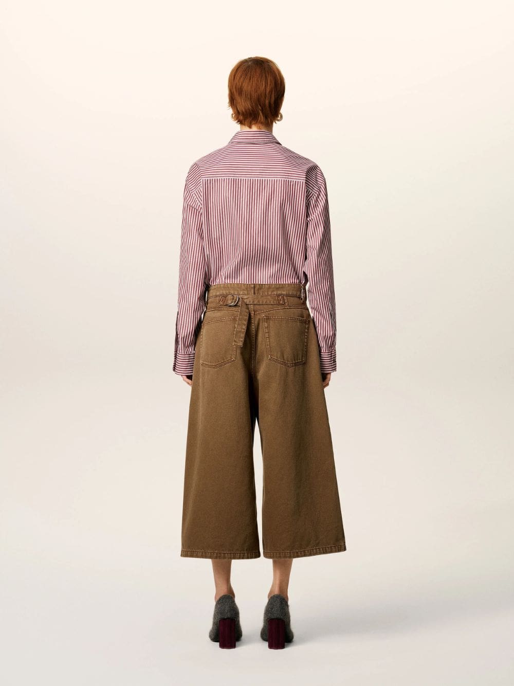 Hazelnut Cotton Wide Bermuda Shorts - Image 3
