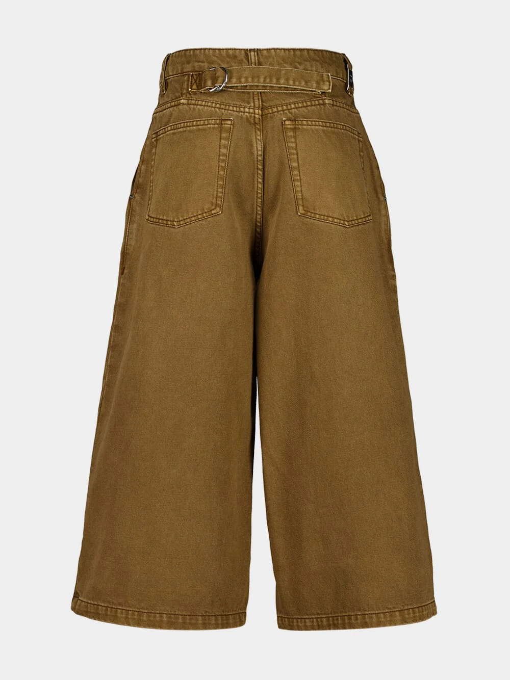 Hazelnut Cotton Wide Bermuda Shorts - Image 4