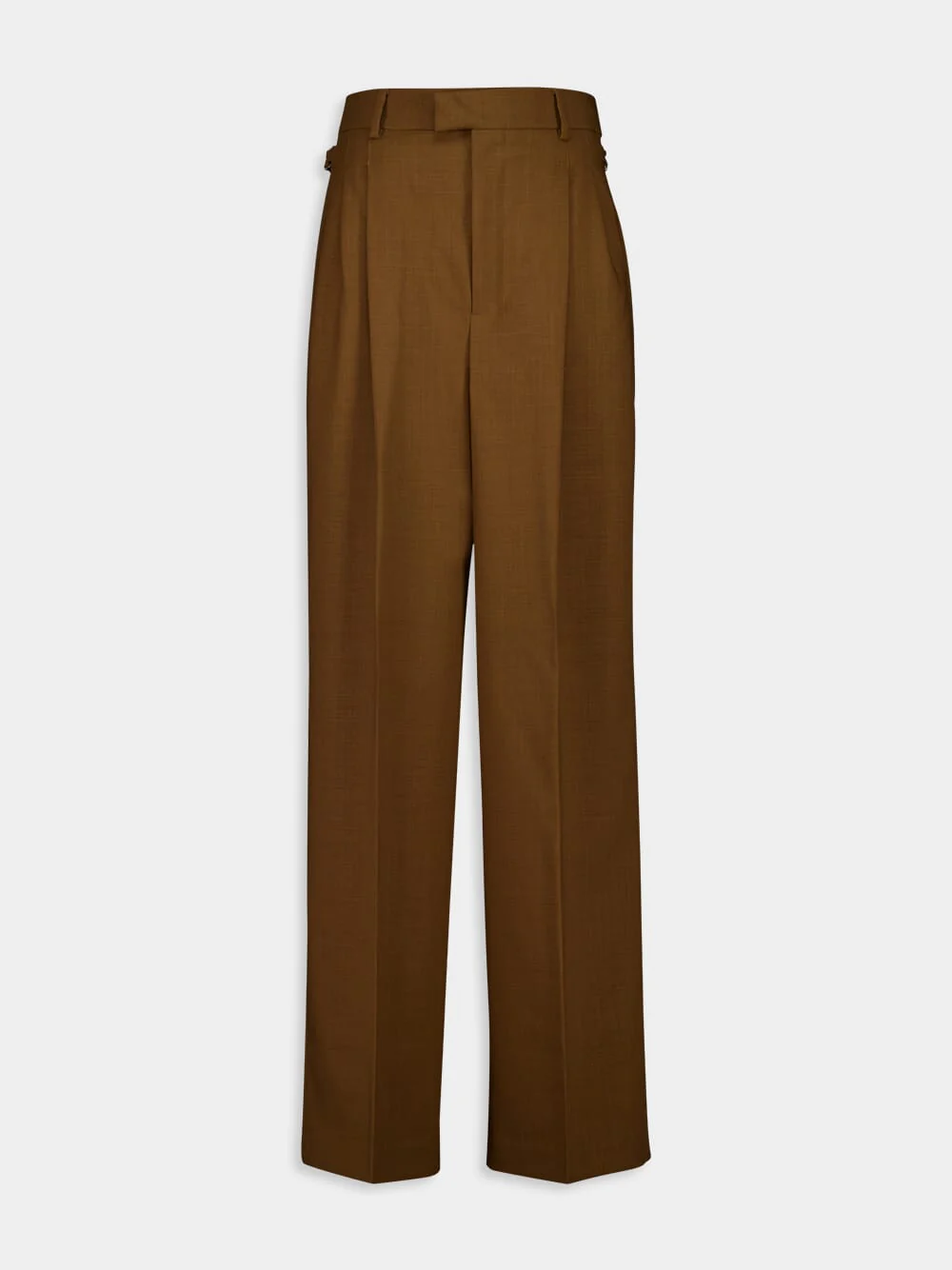 Hazelnut Wool High-Waist Wide Trousers - Image 2