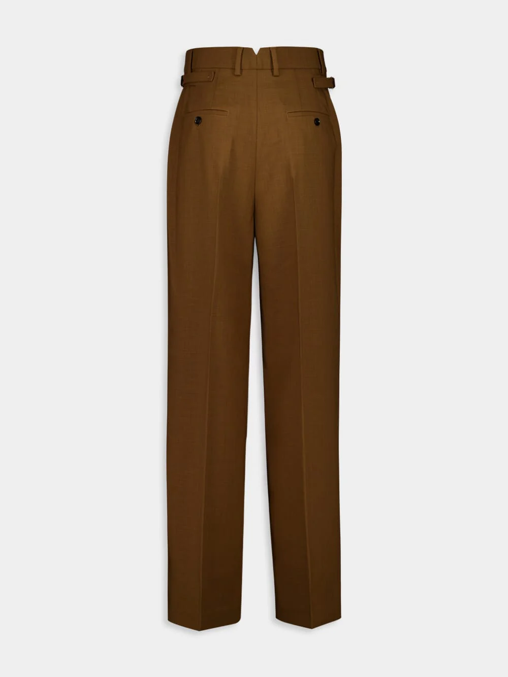 Hazelnut Wool High-Waist Wide Trousers - Image 4
