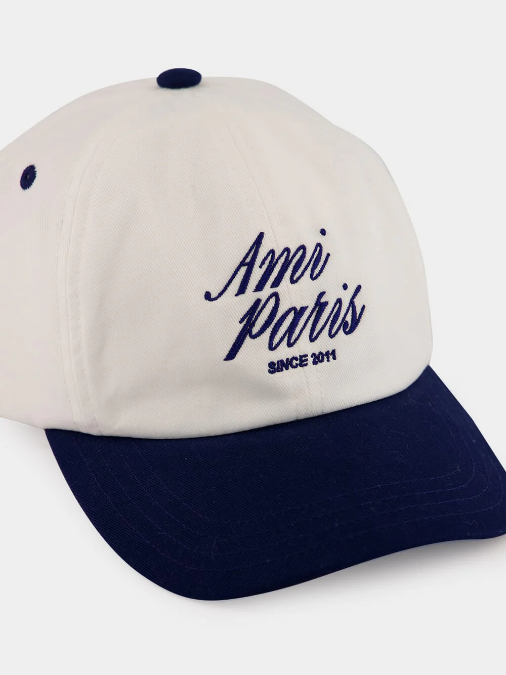 Ink Blue and Cream Bicolor Cotton Cap - Image 3