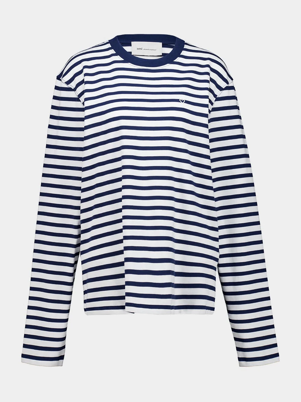 Ink Blue and White Cotton Marinière T-Shirt - Image 2