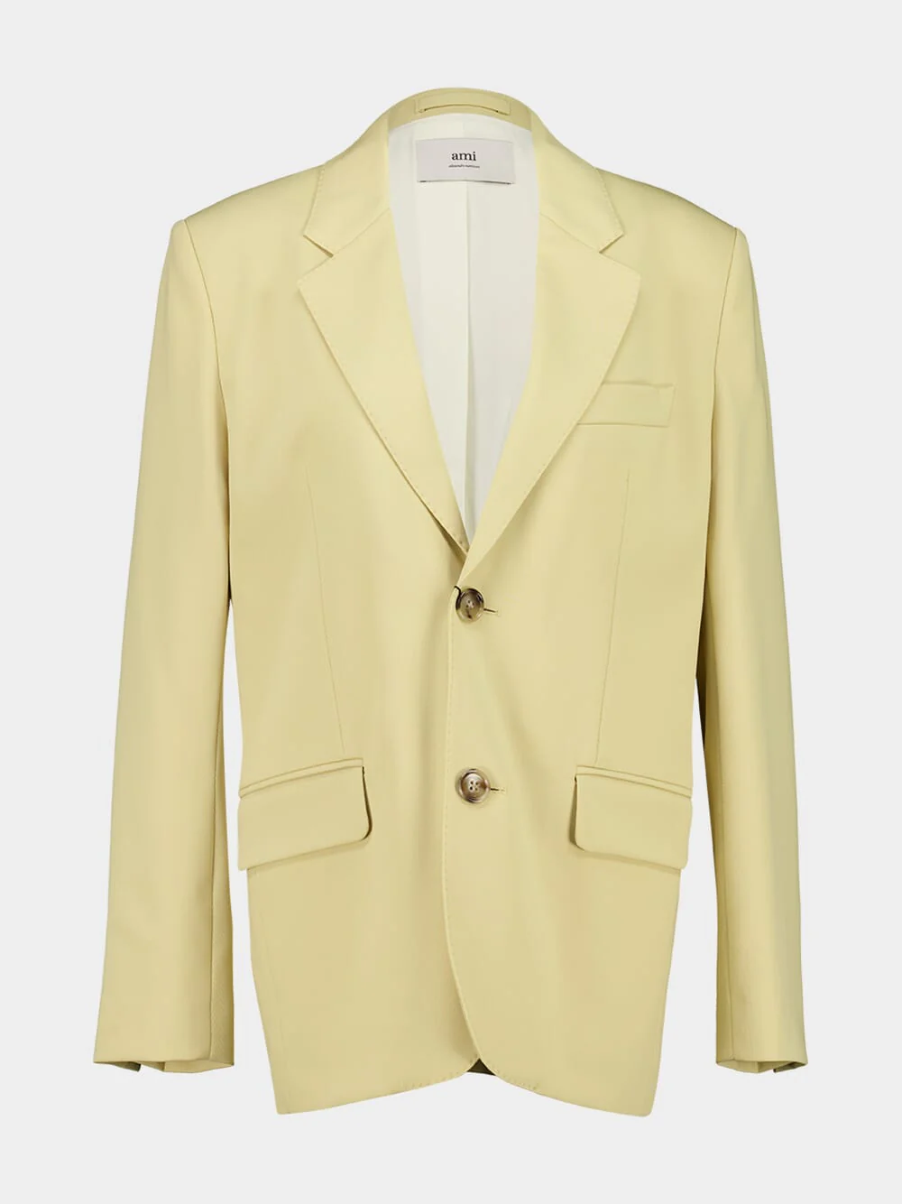 Lime Green Wool Single-Breasted Blazer