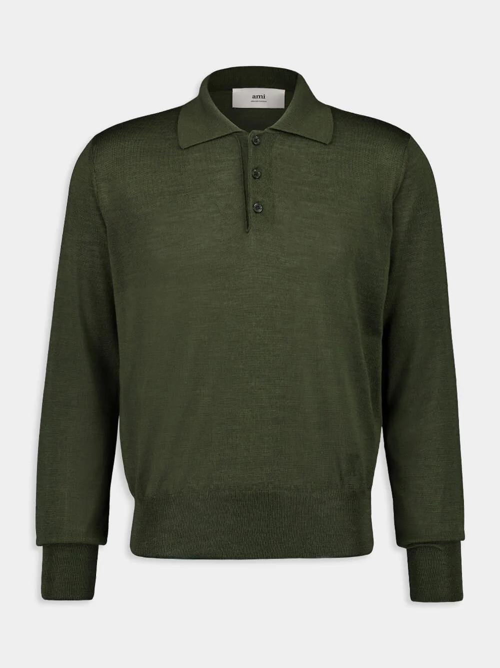 Loden Green Long-Sleeve Wool Silk Polo - Image 5
