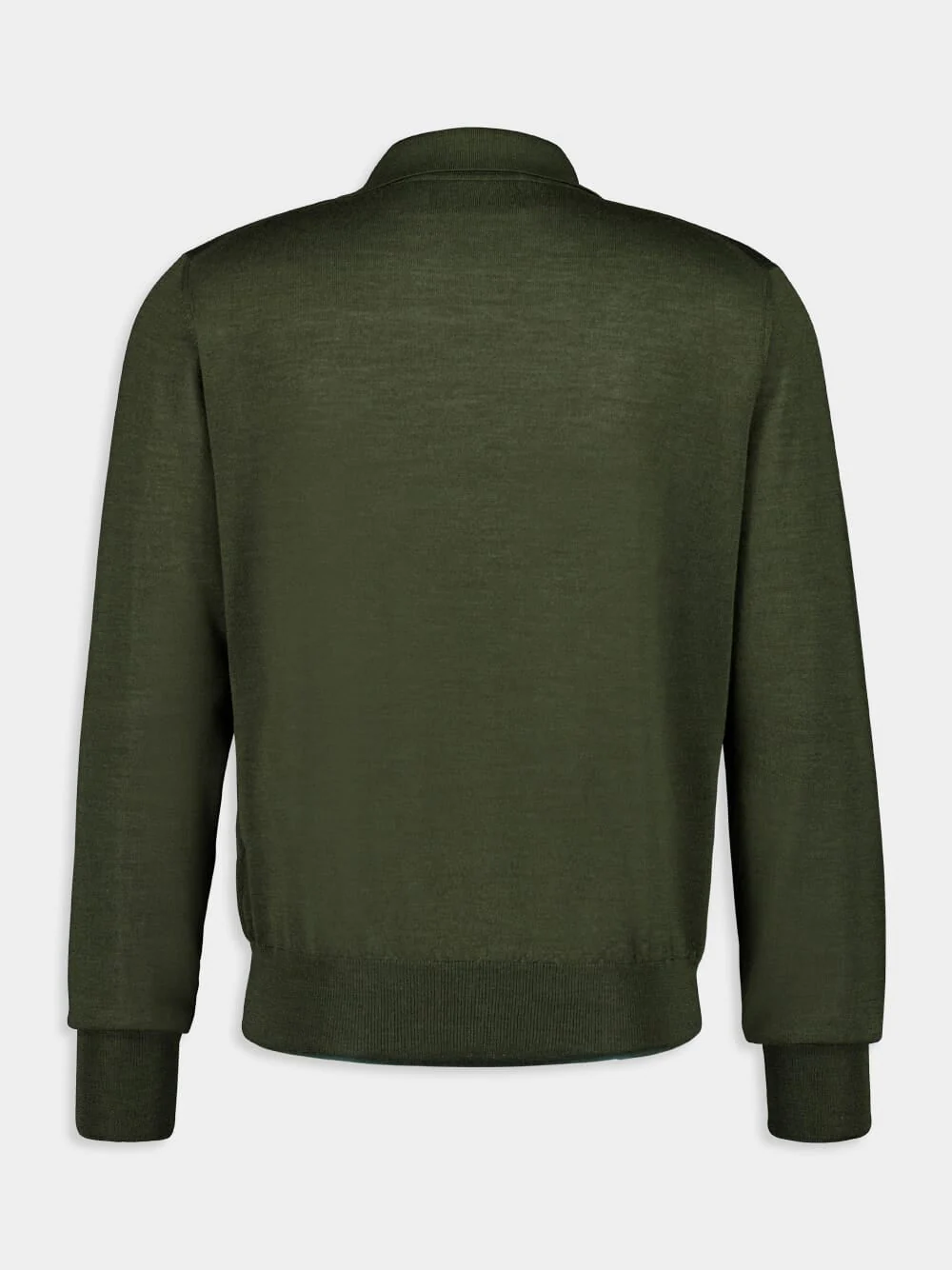 Loden Green Long-Sleeve Wool Silk Polo - Image 6