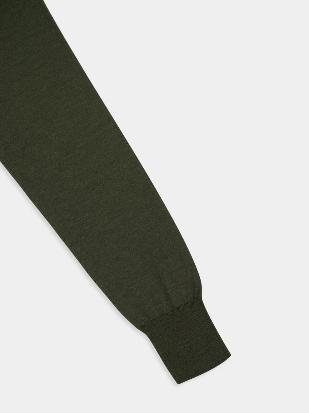 Loden Green Long-Sleeve Wool Silk Polo - Image 8