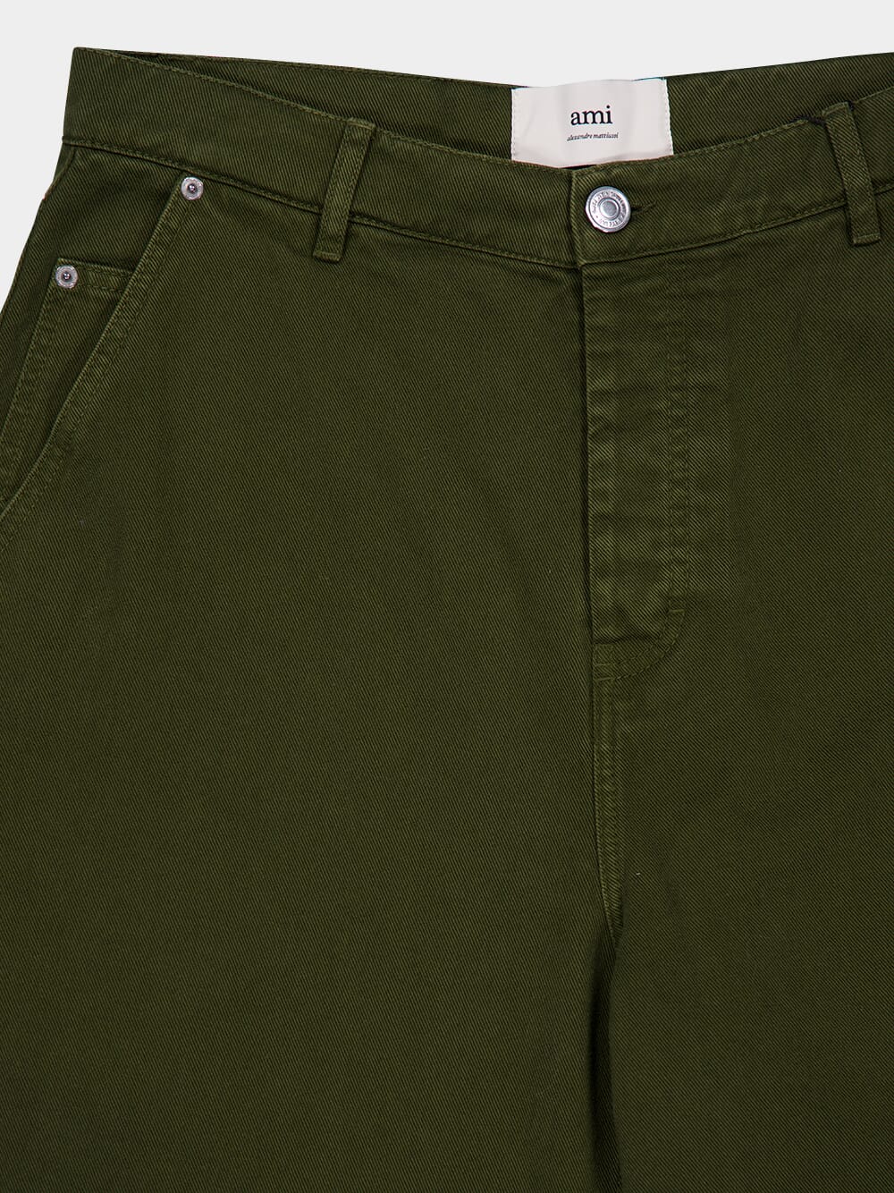 Loden Green Wide Fit Cotton Twill Trousers - Image 3