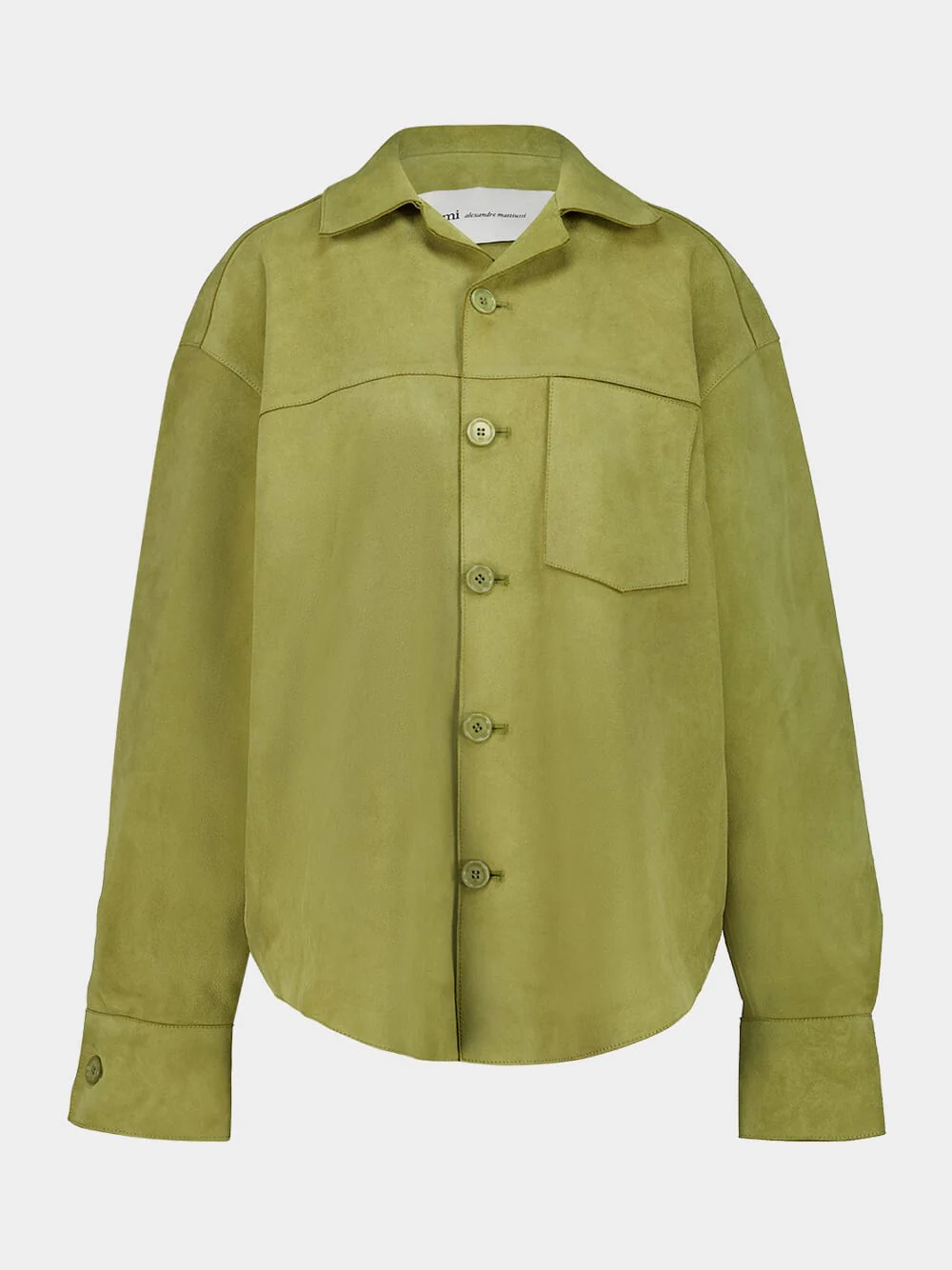 Matcha Green Goat Suede Leather Overshirt