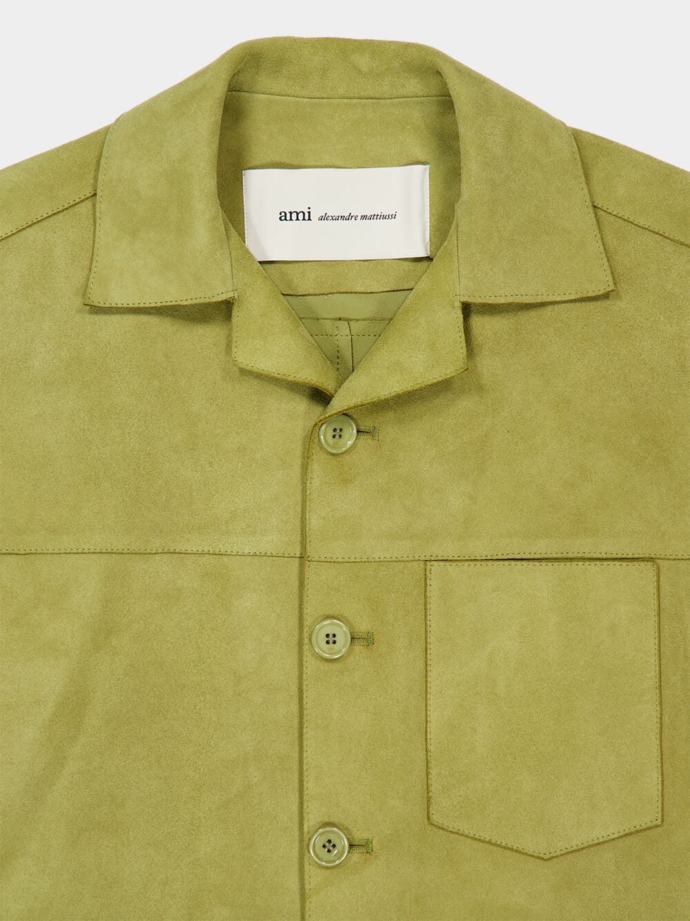 Matcha Green Goat Suede Leather Overshirt - Image 3
