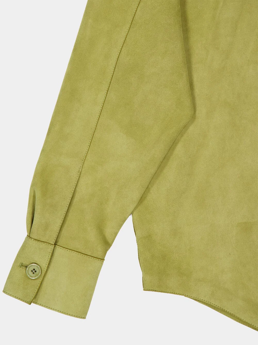 Matcha Green Goat Suede Leather Overshirt - Image 5