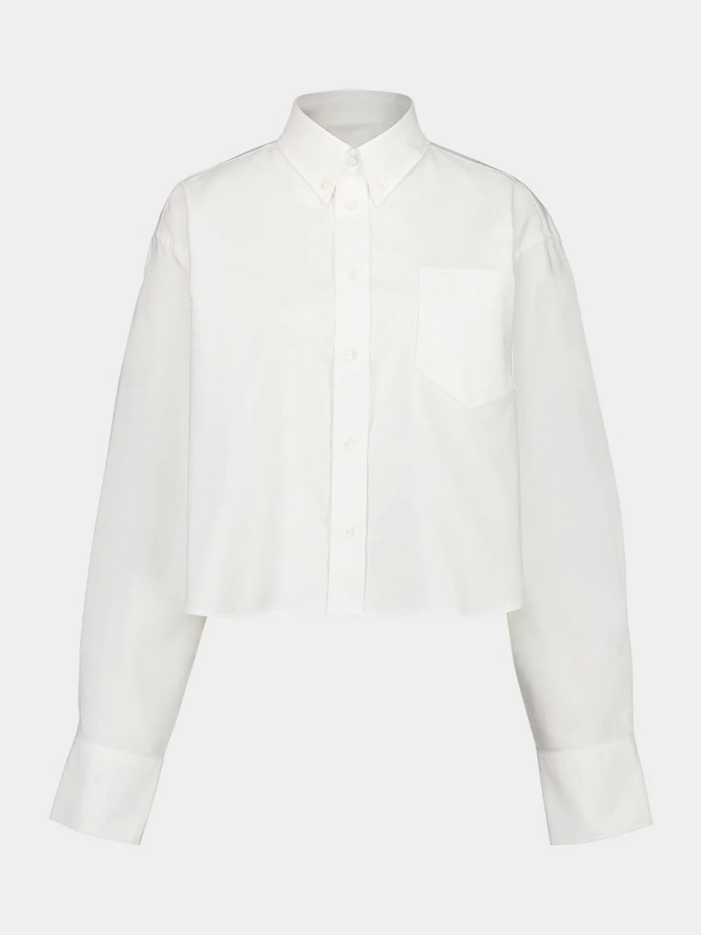Natural White Cropped Cotton Oxford Shirt - Image 2