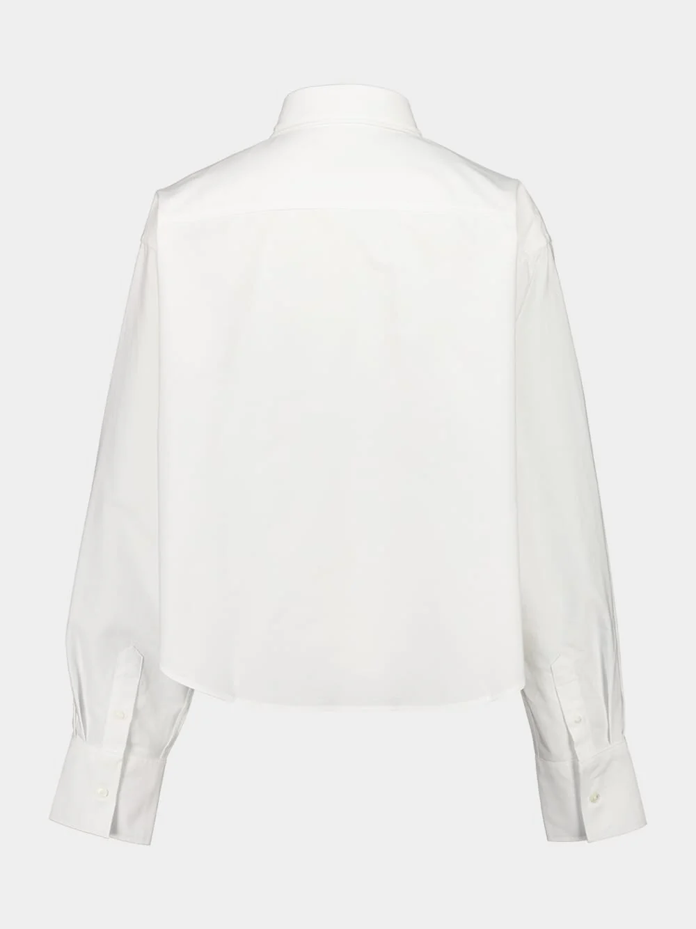 Natural White Cropped Cotton Oxford Shirt - Image 4