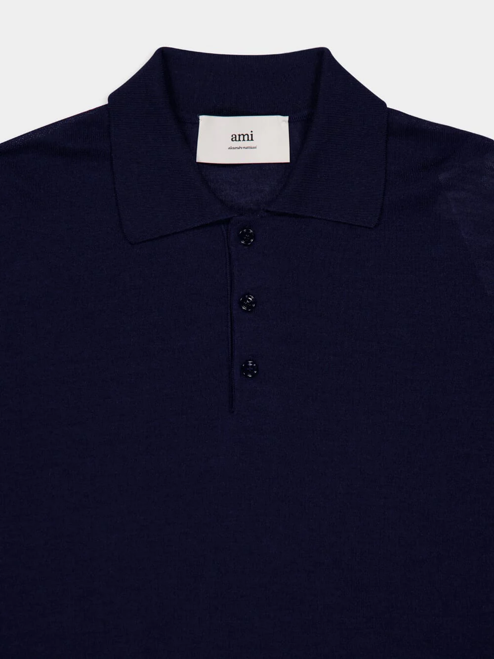 Navy Blue Long-Sleeve Wool Silk Polo - Image 3