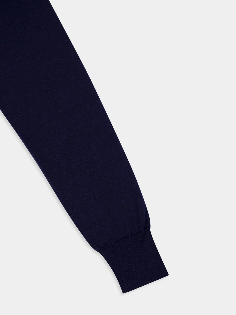 Navy Blue Long-Sleeve Wool Silk Polo - Image 4