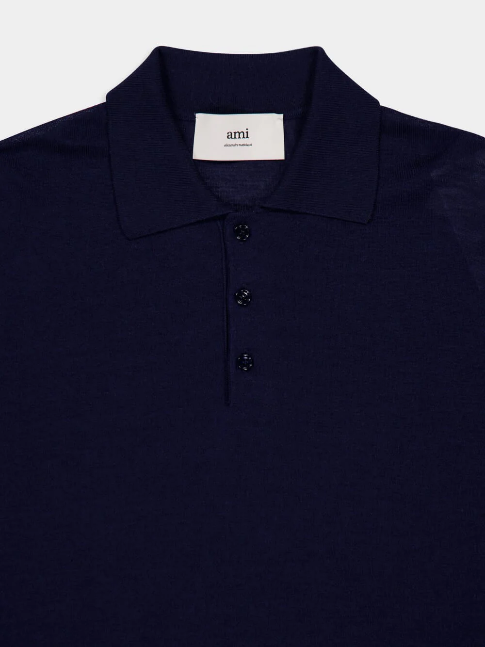 Navy Blue Long-Sleeve Wool Silk Polo - Image 7