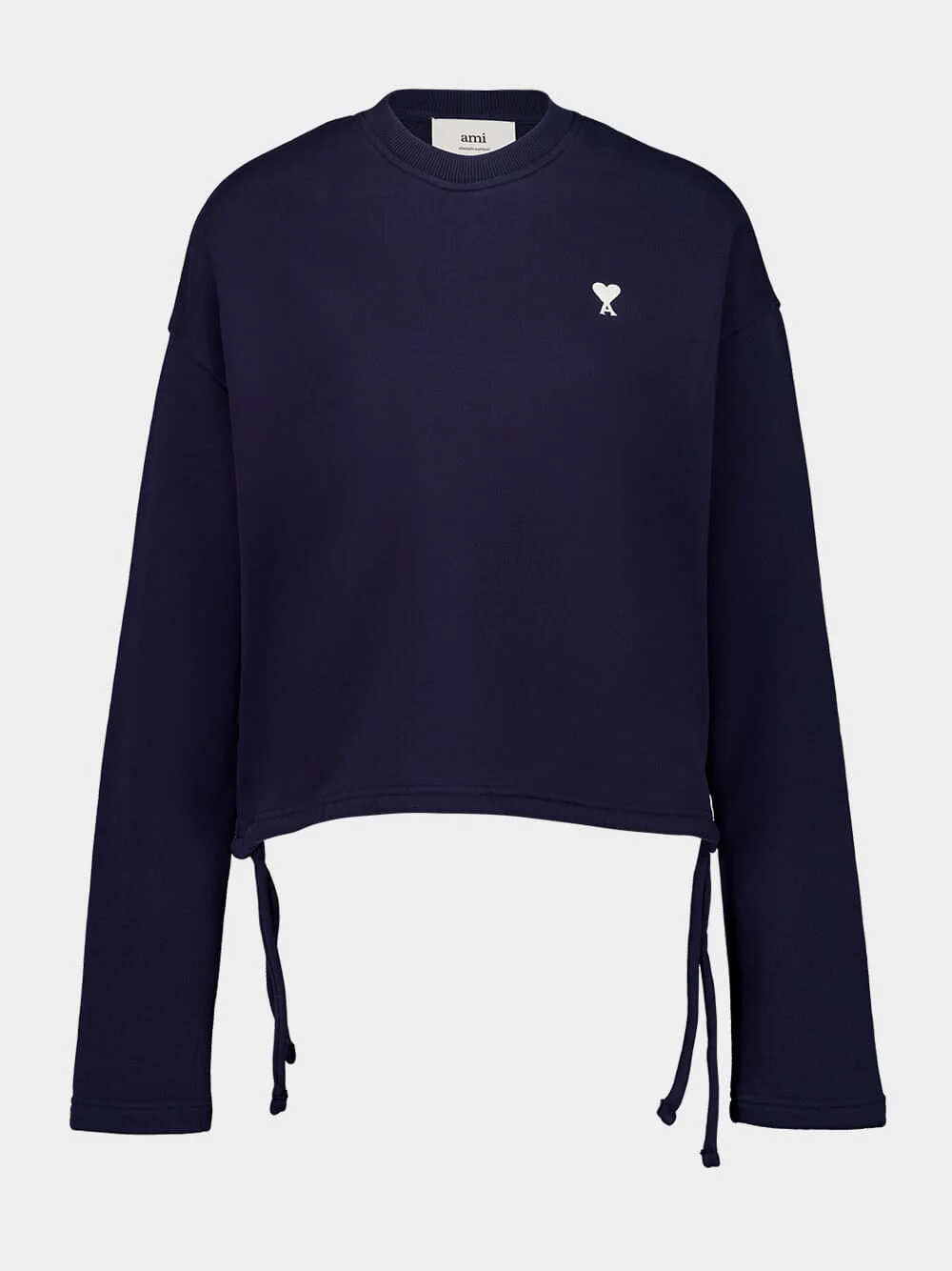 Navy Cotton Cropped Sweatshirt - Image 7