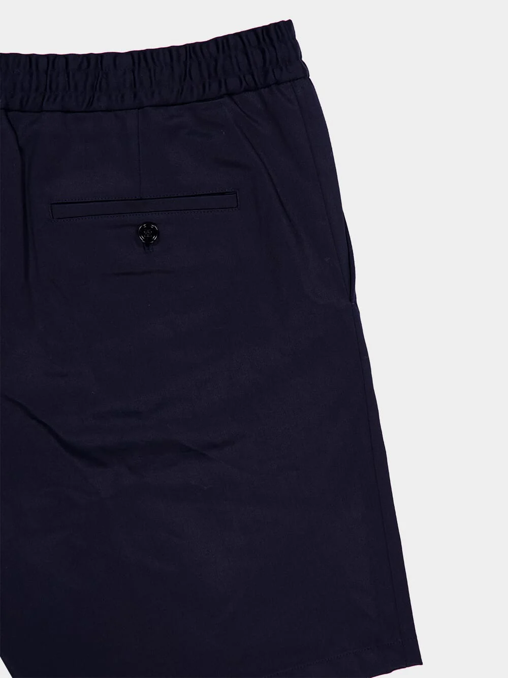 Navy Elasticated Waist Cotton Satin Shorts - Image 3