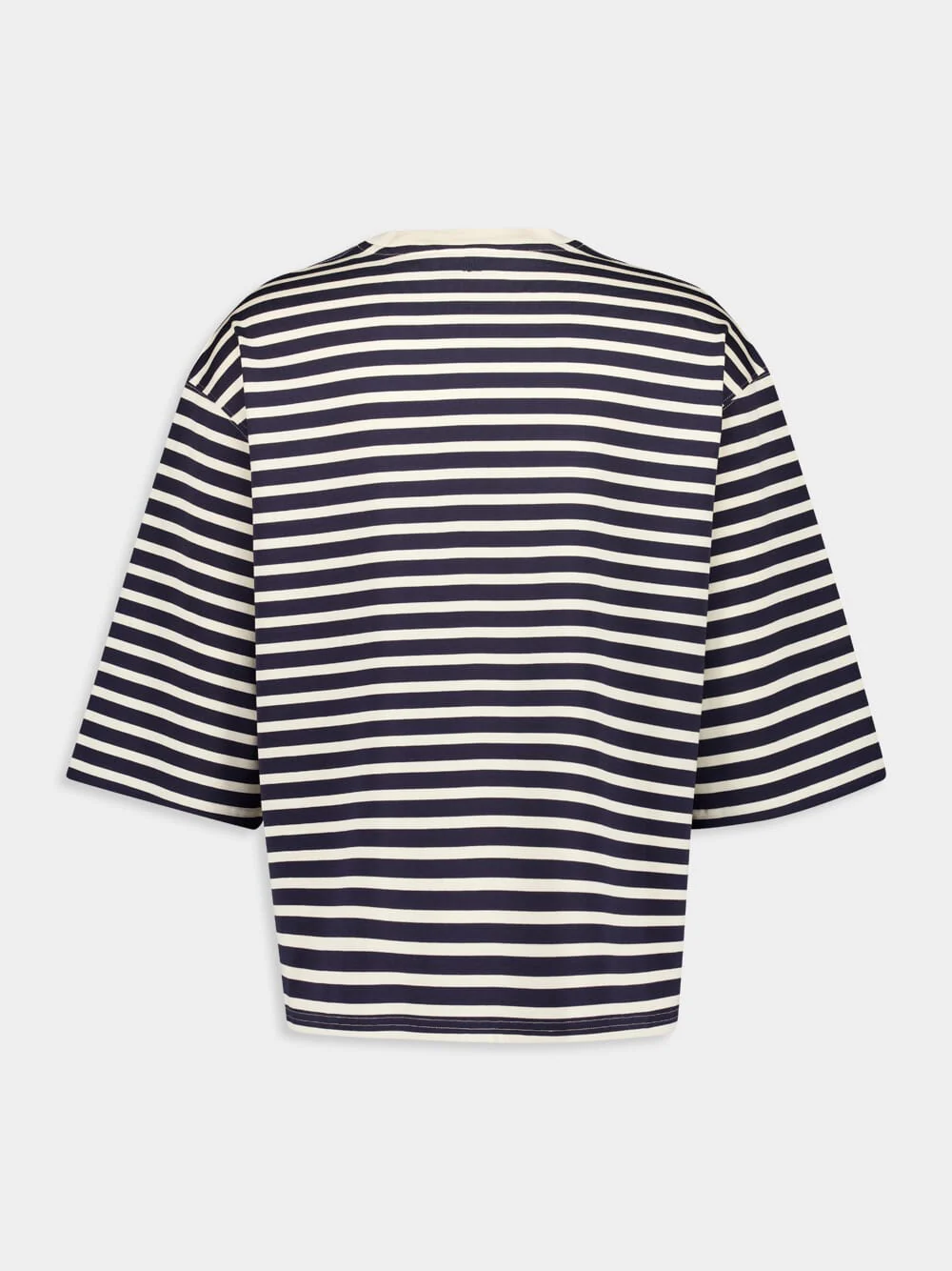 Navy Recycled Cotton Loose Striped T-Shirt - Image 4