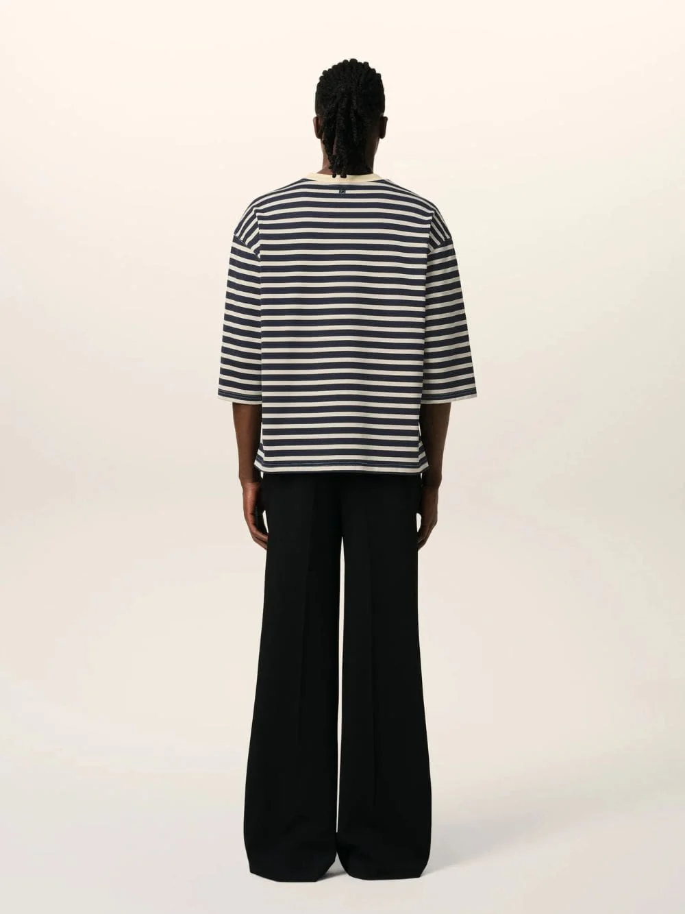 Navy Recycled Cotton Loose Striped T-Shirt - Image 9