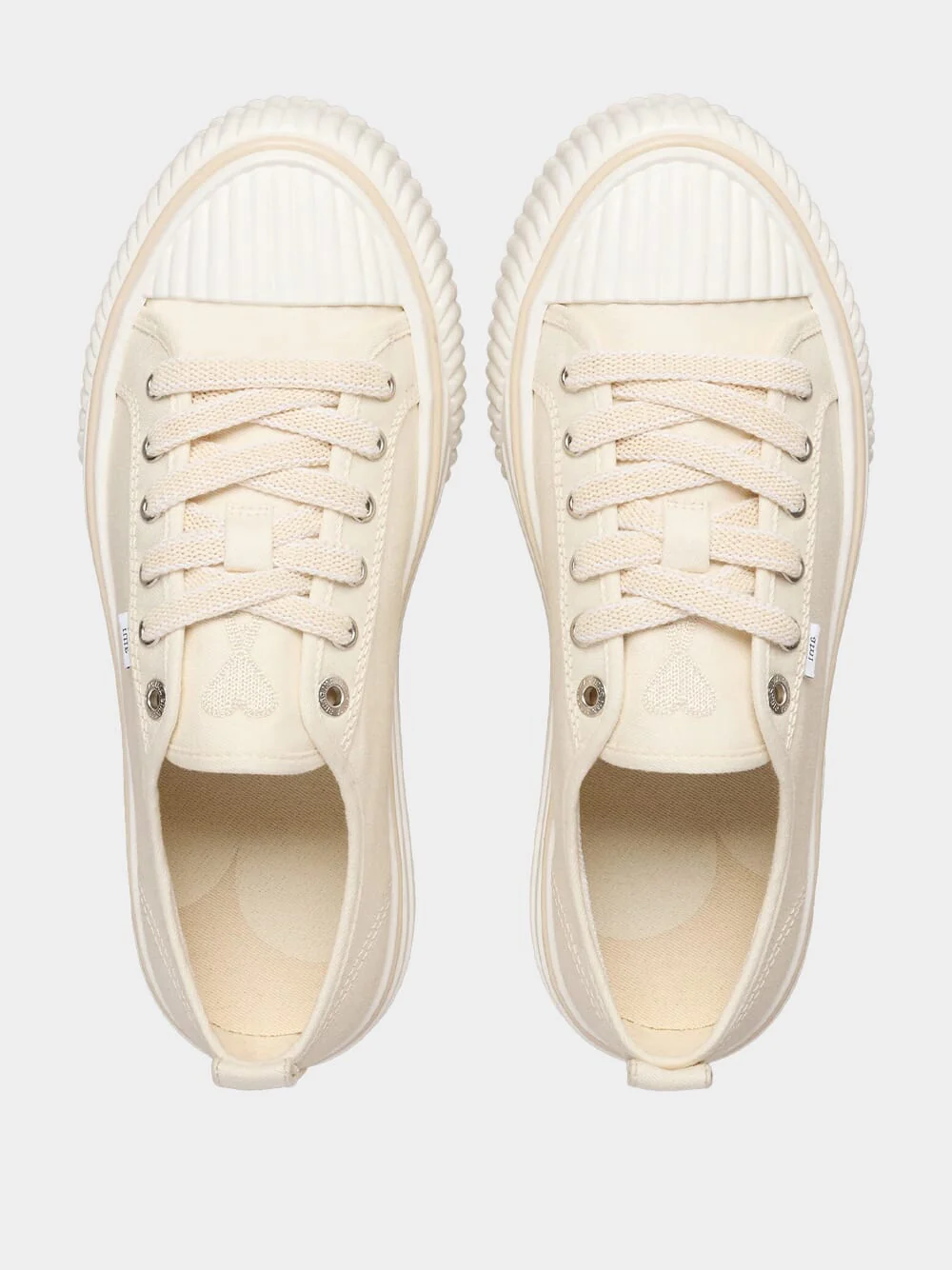 Off White Cotton Canvas Sneakers - Image 4