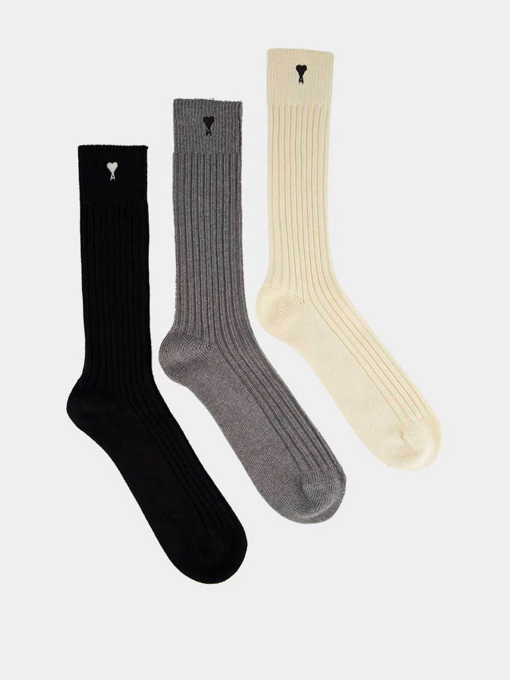 Off White, Grey and Black Cotton Ami de Coeur Socks Set