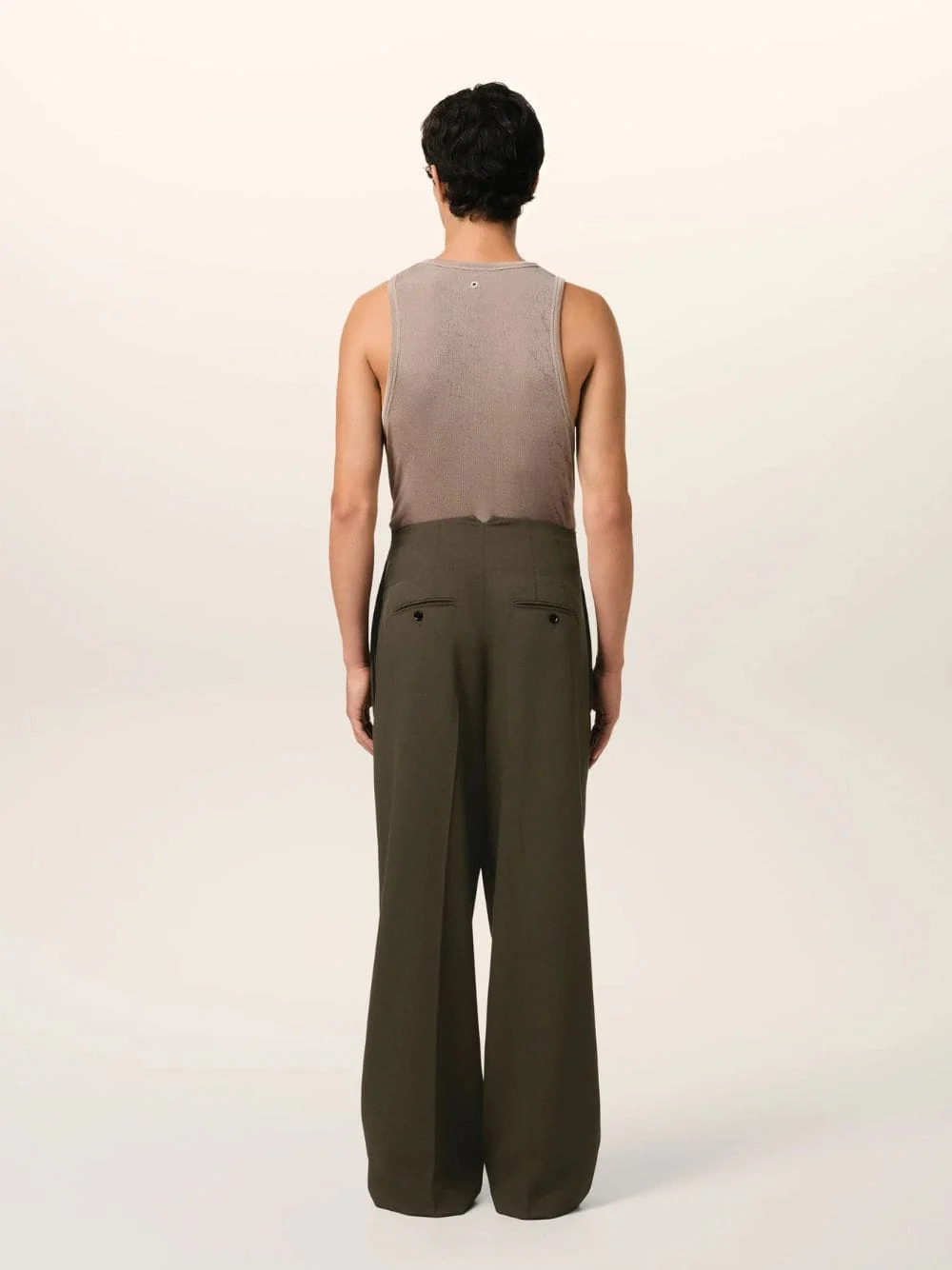 Olive Green Wool Sailor Trousers - Image 4